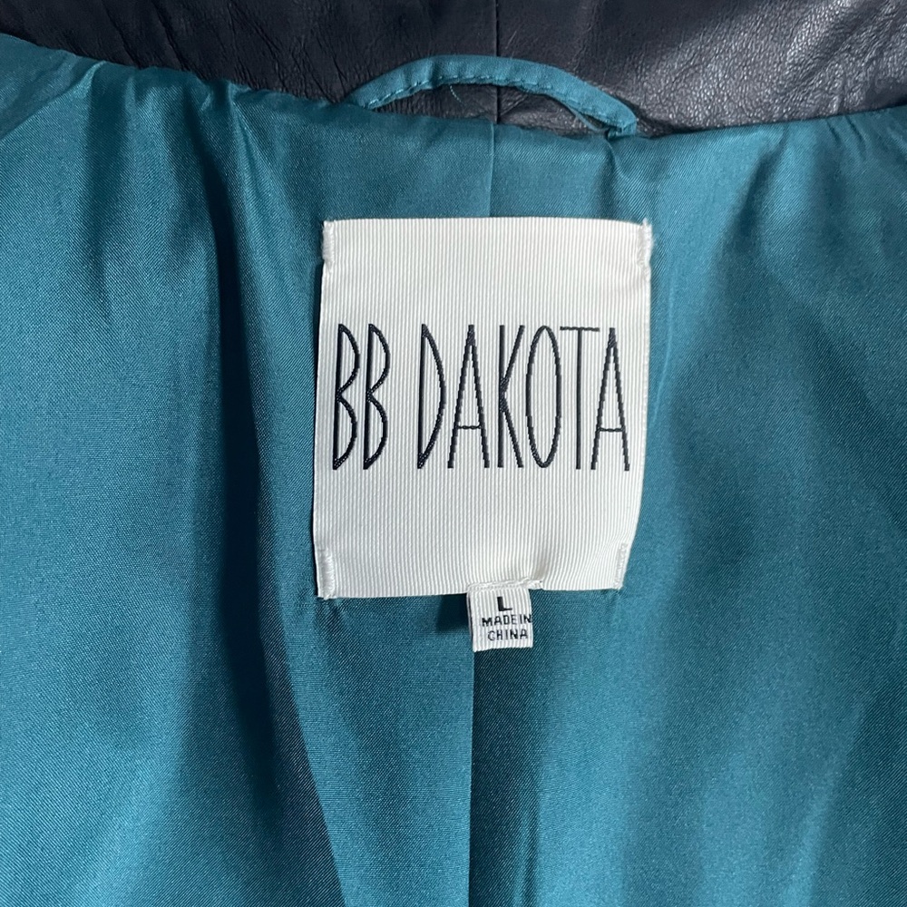 NWT BB Dakota Teal Coat Blazer Jacket With Real Leather Trim. Large. - Picture 10 of 10